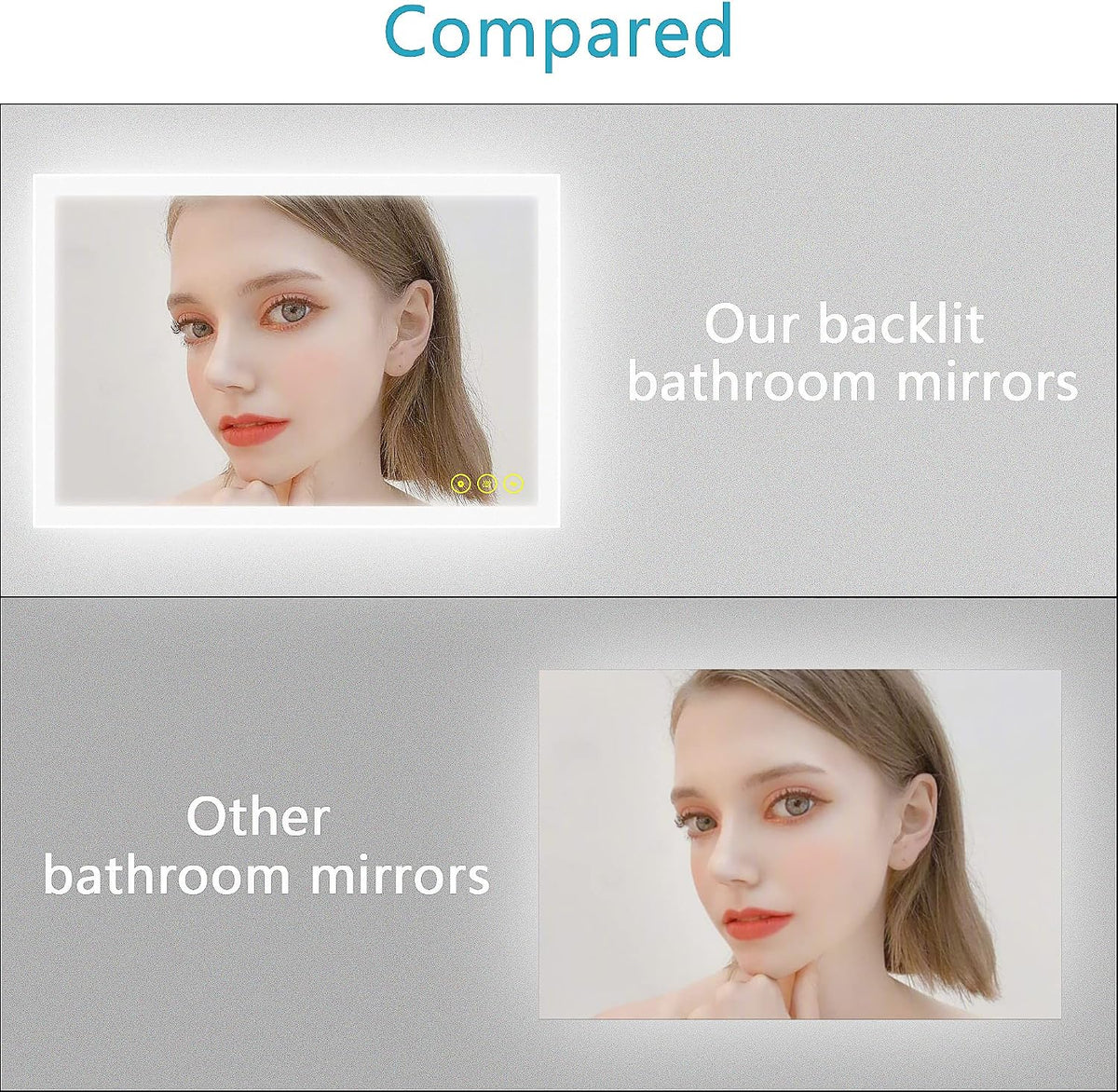 Bathroom Mirror with LED Lights 500x700 mm Illuminated Dimmable Backlit Wall Mounted Vanity Mirror with Anti-Fog 3 Lighting Modes with Demister Pad