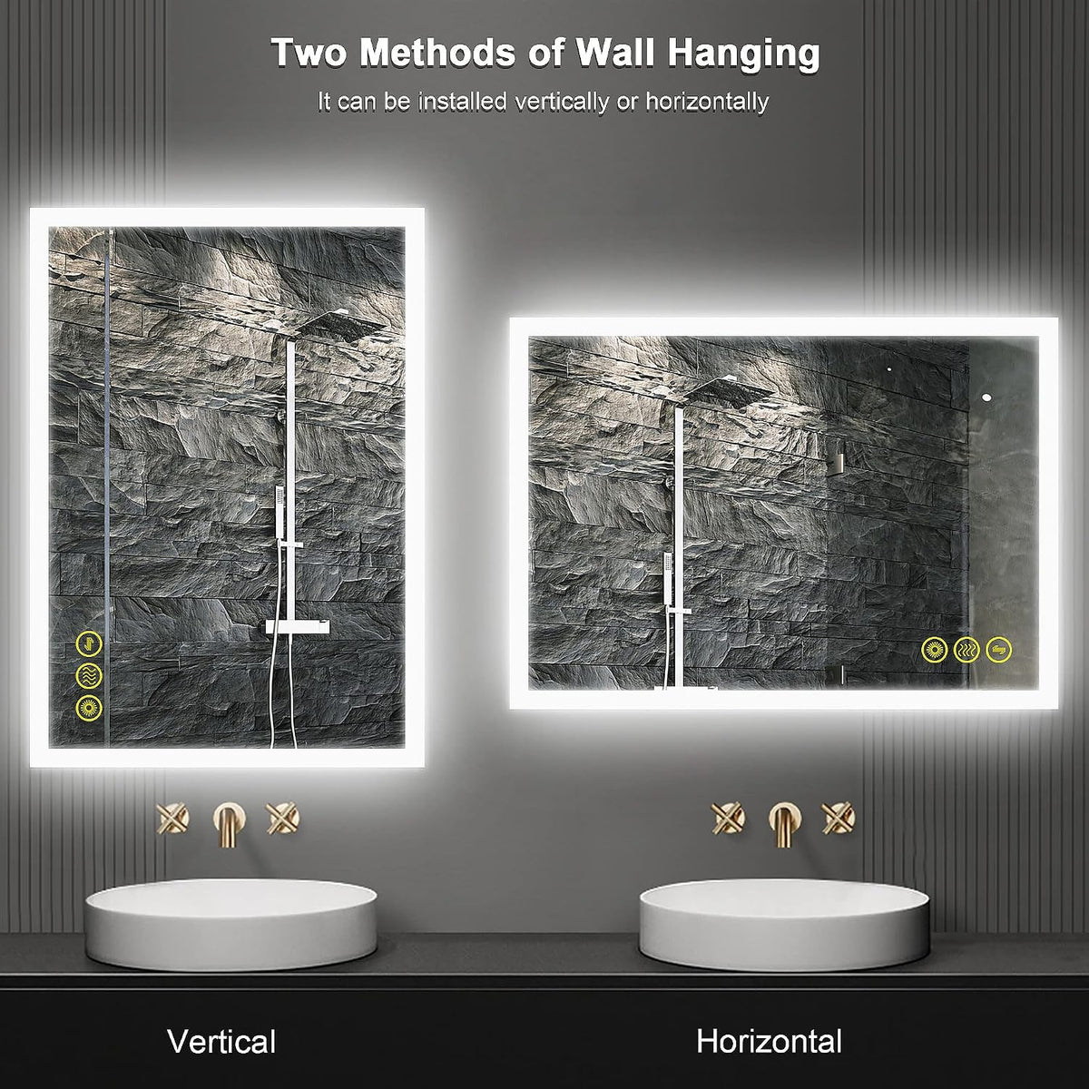 Bathroom Mirror with LED Lights 500x700 mm Illuminated Dimmable Backlit Wall Mounted Vanity Mirror with Anti-Fog 3 Lighting Modes with Demister Pad