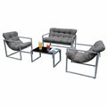 Neo 4 Piece Outdoor Metal Patio Furniture Set with Cushions Glass Table in Grey by Debenhams