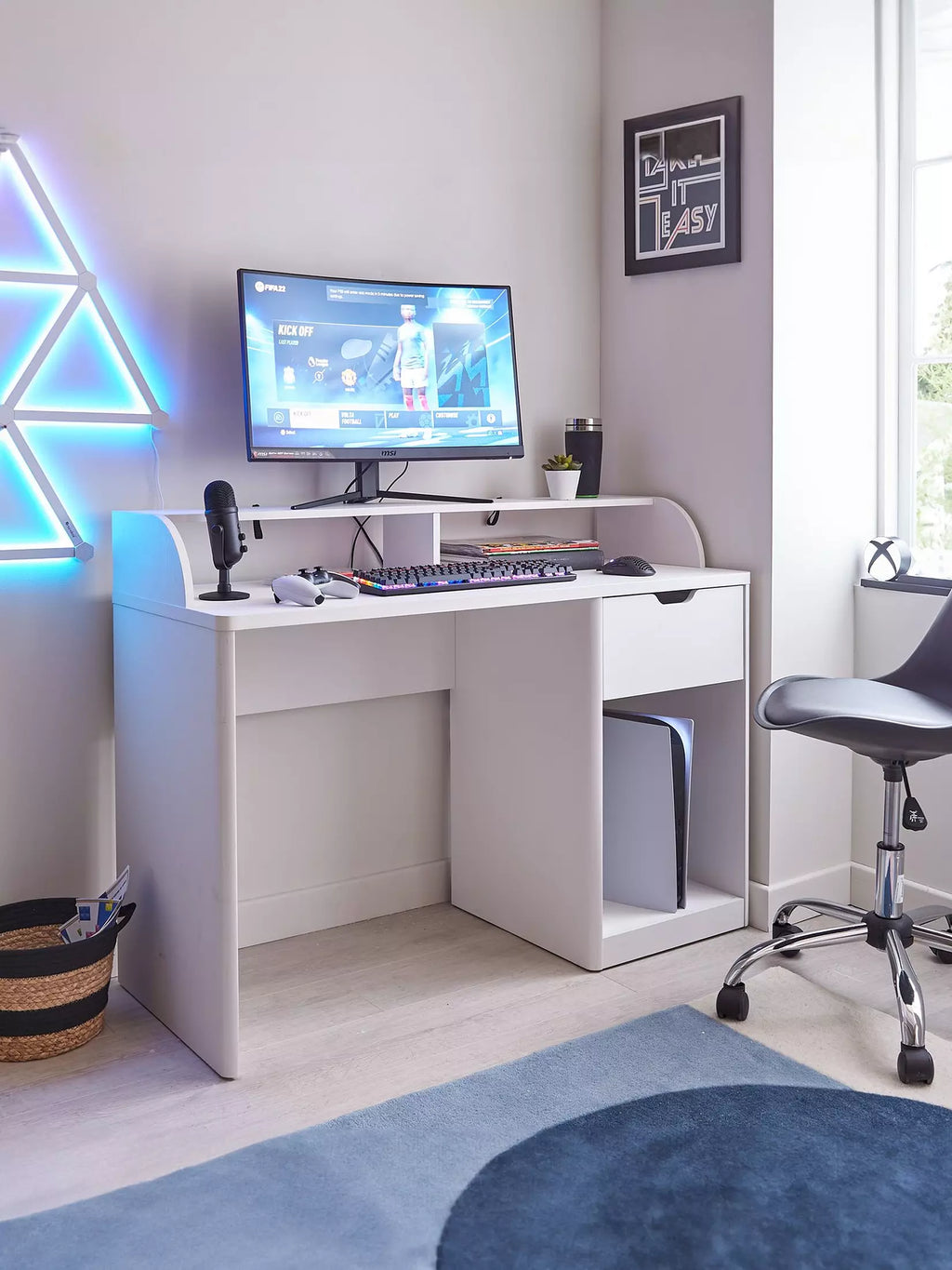 Aspen Gaming Desk - White Oak Effect