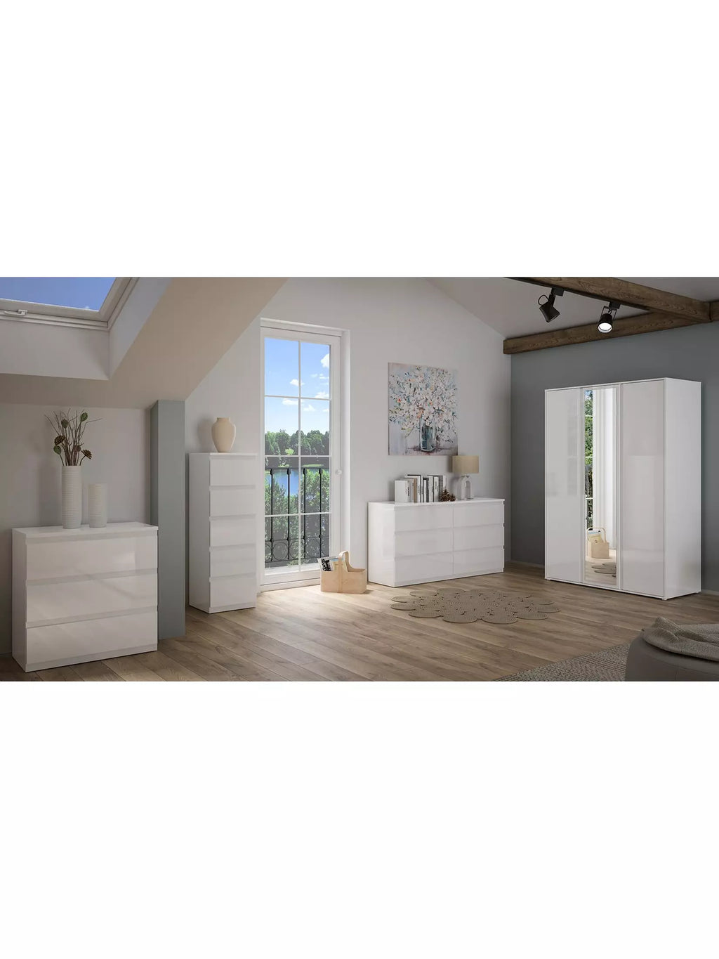 Layton Gloss 5 Drawer Narrow Chest - White - FSC® Certified
