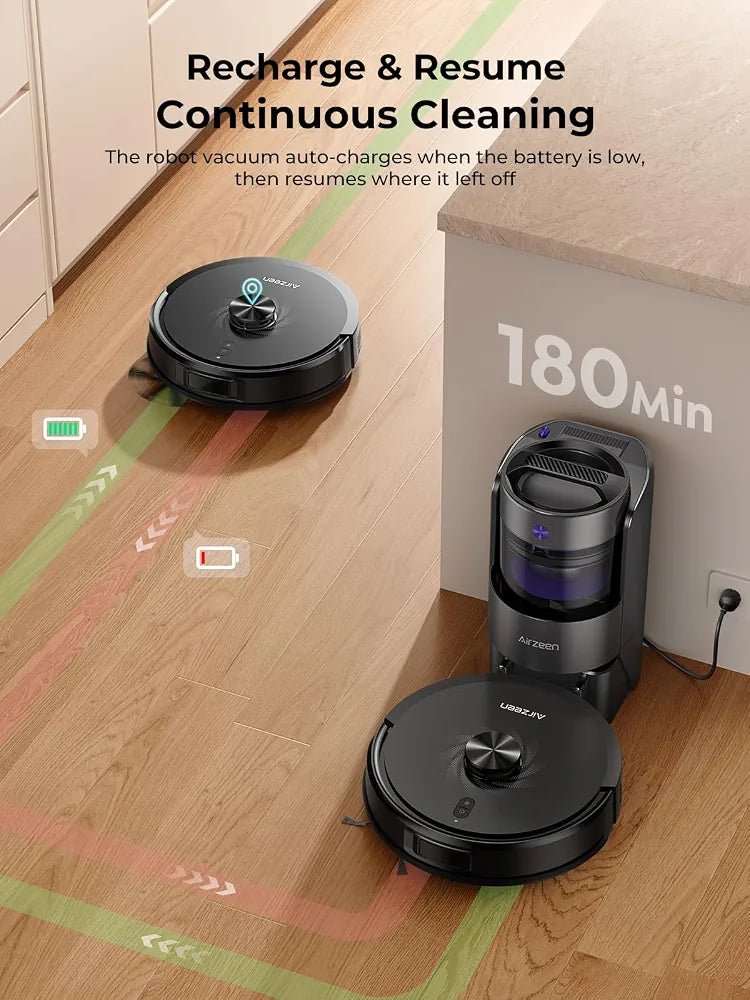 Robot Vacuum Cleaner with Mop, Bagless Robot Vacuum Cleaners UK with Self-Emptying, 10000Pa LiDAR Navigation Robotic Vacuum, Smart Mapping, Schedule, App/Alexa Control for Carpet/Pet Hair, Q20 Ultra