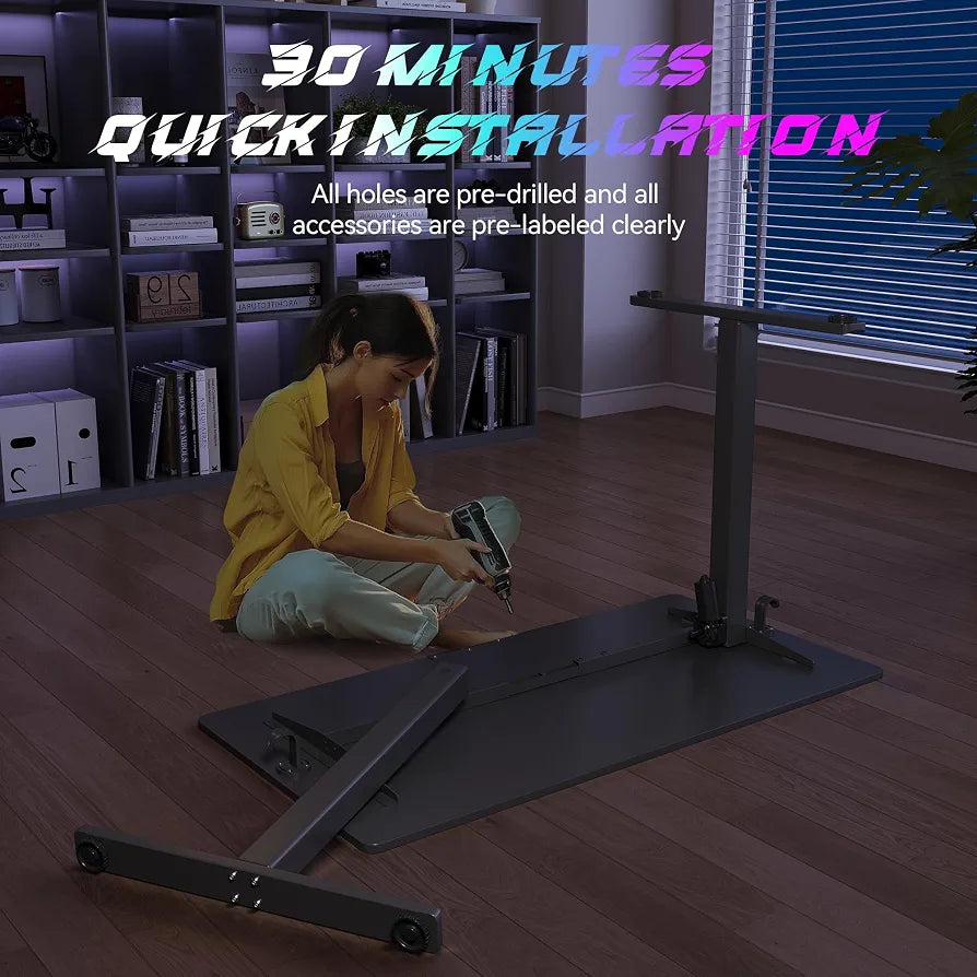 48 x 24 Inch Electric Standing Desk, 3 Memory Presets, Black