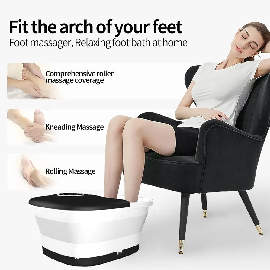 Foot Spa and Massager with Heater, Heated Foot Bath with Remote Control, Pumice Stone, Bubbles, 16 Massage Rollers, Red Light, Pedicure Footspa with Heat, Gift Ideas for Feet Care