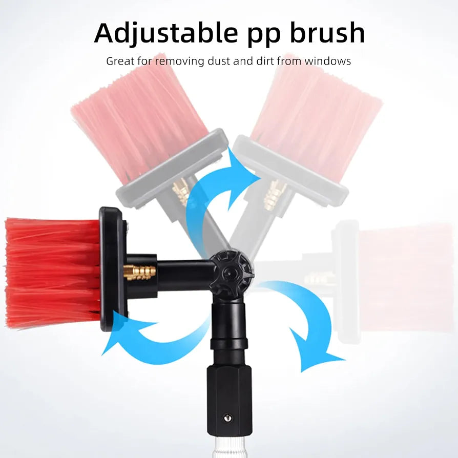 Photovoltaic Panel Cleaning Tool, 5~10M Adjustable Window Cleaning Pole, Water Fed Telescopic Brush, Solar Panel Spray Washer, Cleaning Broom with 35/55cm 180° Rotatable Brush Head 