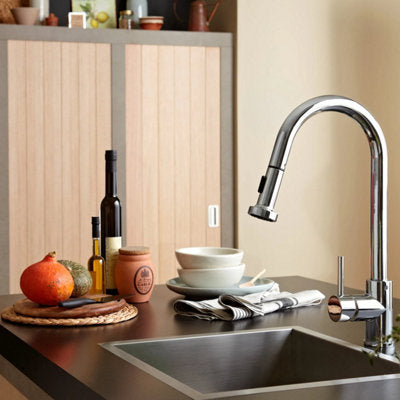 Bristan Apricot Monobloc Kitchen Mixer Tap Single Lever Modern Pull-Out Chrome