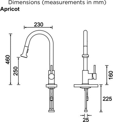 Bristan Apricot Monobloc Kitchen Mixer Tap Single Lever Modern Pull-Out Chrome