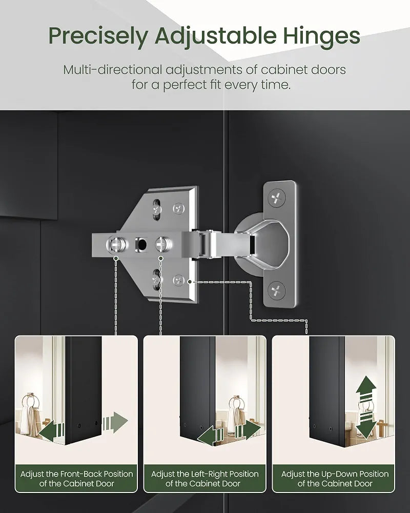 CHOEZON Bathroom Medicine Mirror Cabinet, 45 x 60 cm, Wall-Mounted Bathroom Vanity with Mirror, Medicine Cabinet with Storage Function, Hanging Storage Cabinet, Adjustable Shelves, Black