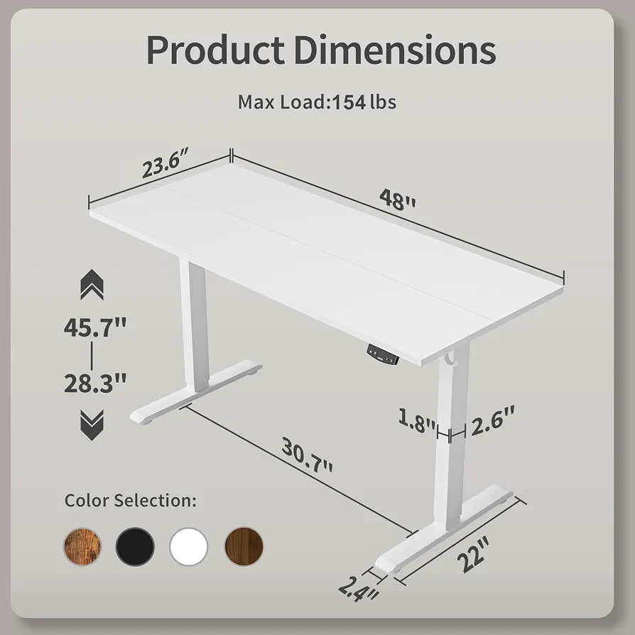 Agilestic 48 * 24 Inch Height Adjustable Electric Standing Desk, White