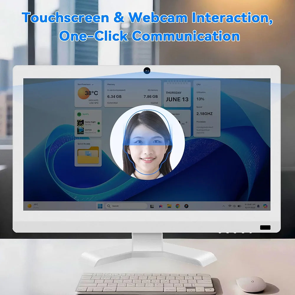 22 inch Touch Screen Monitor with Webcam FHD 1920x1080P Computer Monitor FreeSync HDR HDMI Ports Eye Care Frameless