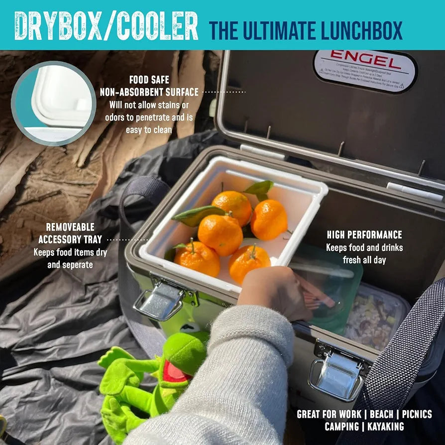 ENGEL Cooler Box 12.3 L - Leak-Proof, Drybox Cooler for Camping, Fishing, Hiking,Picnic - Mini Ice Boxes for 15 Cans, 38 x 25.4 x 28.5 CM - Small Cool Box for Drinks and Food