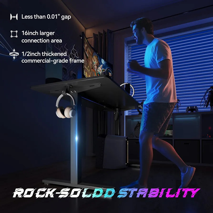 48 x 24 Inch Electric Standing Desk, 3 Memory Presets, Black