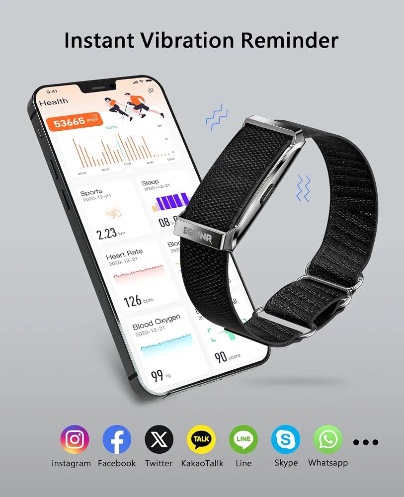 EGQINR Upgrade Smart Bracelet for Men Women, Fitness Trackers, 24/7 Continuous Heart Rate/Blood Pressure/HRV/Stress Monitor, 24H Sleep Tracker, 170+ Sports Modes Smart Wristband with Free APP 2 Bands