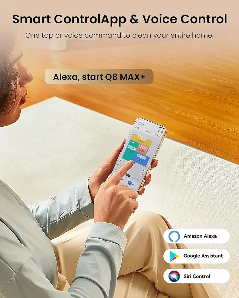 Proscenic Q8MAX+ Robot Vacuum Cleaner with Mop, 8000Pa Strong Suction, Lidar Navigation Robotic Vacuum with Smart Obstacle Avoidance, 200mins Runtime, APP/Remote/Voice Control, for Hard Floors Carpets