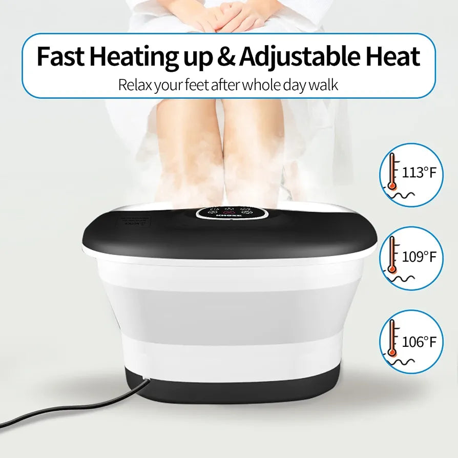 Foot Spa and Massager with Heater, Heated Foot Bath with Remote Control, Pumice Stone, Bubbles, 16 Massage Rollers, Red Light, Pedicure Footspa with Heat, Gift Ideas for Feet Care