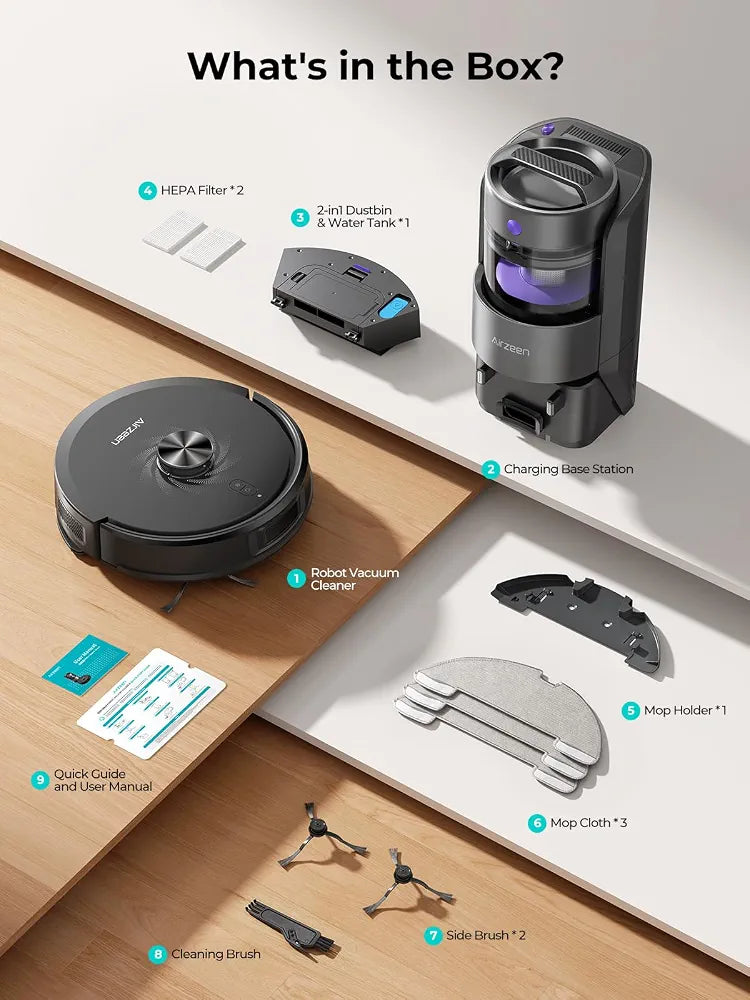 Robot Vacuum Cleaner with Mop, Bagless Robot Vacuum Cleaners UK with Self-Emptying, 10000Pa LiDAR Navigation Robotic Vacuum, Smart Mapping, Schedule, App/Alexa Control for Carpet/Pet Hair, Q20 Ultra