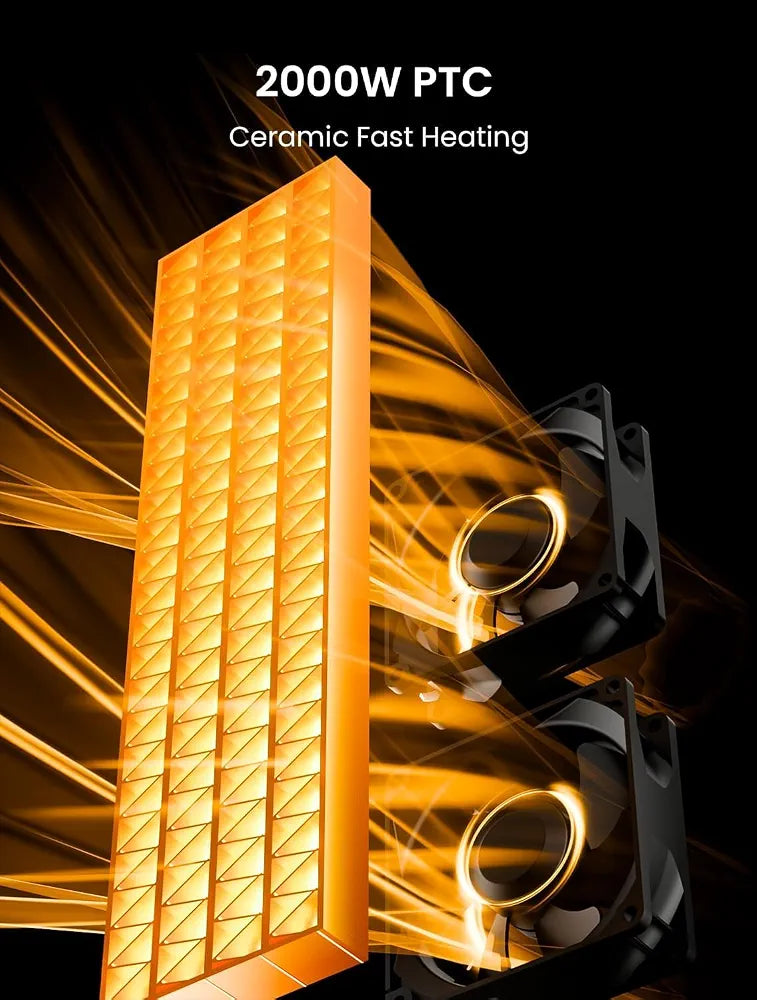AIRMATE 25 Inch Electric Heater for Home Low Energy, 2000W Tower Space Heater, 80° Oscillating Portable Heaters, 5 Modes 24H Timer Overheat Tip Over Protection Ceramic Room Heater for Office Bedroom