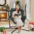 360° Swivel Hammock Swing Chair with Stand - Comfortable Hanging Chair with Cushions  for Indoor/Outdoor Use - Perfect for Bedroom, Patio, Porch, Deck, Garden, Balcony