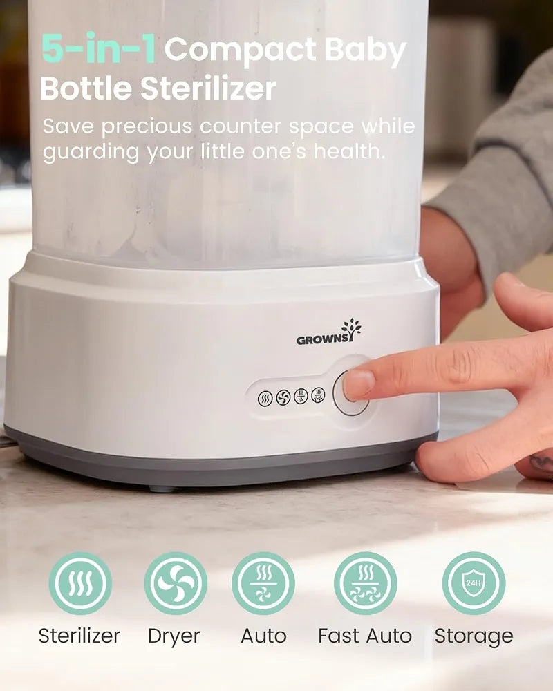 Grownsy Electric Baby Bottle Steriliser and Dryer, 8-Min Sterilisation