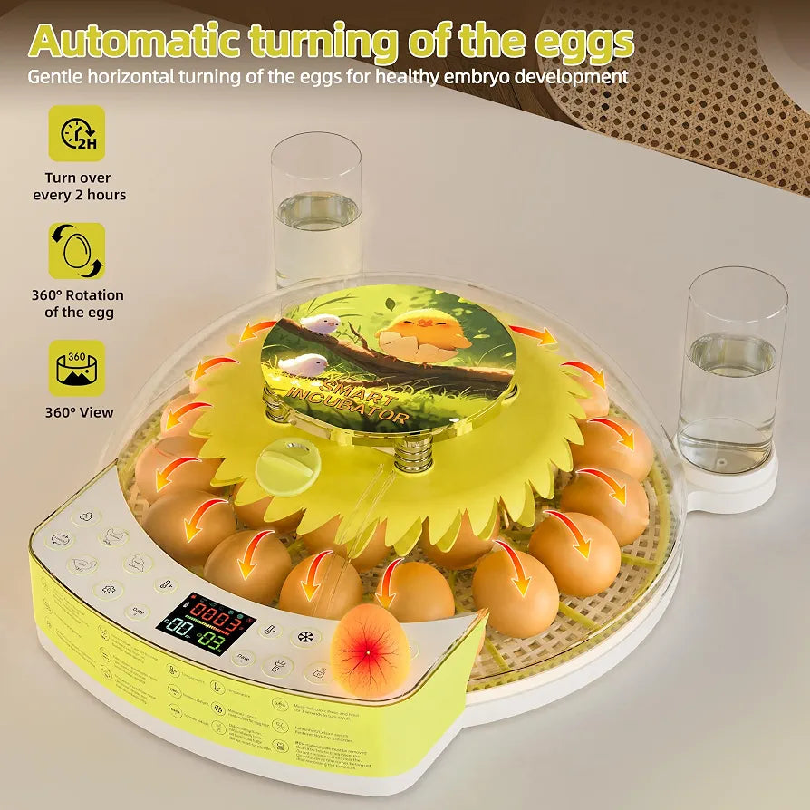 22-Egg Smart Incubators for Hatching Eggs with Automatic Turning