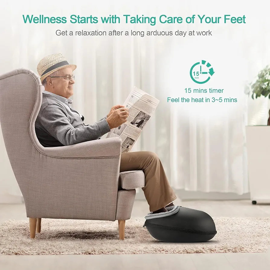 Medcursor Foot Massager Machine with Heat Function, Deep Kneading Massager, Multi-Level Settings & Adjustable Intensity for Home or Office Use 