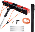 Photovoltaic Panel Cleaning Tool, 5~10M Adjustable Window Cleaning Pole, Water Fed Telescopic Brush, Solar Panel Spray Washer, Cleaning Broom with 35/55cm 180° Rotatable Brush Head 