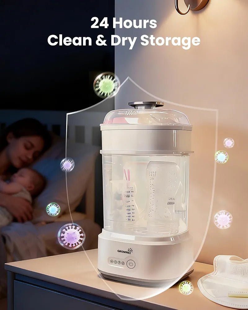 Grownsy Electric Baby Bottle Steriliser and Dryer, 8-Min Sterilisation