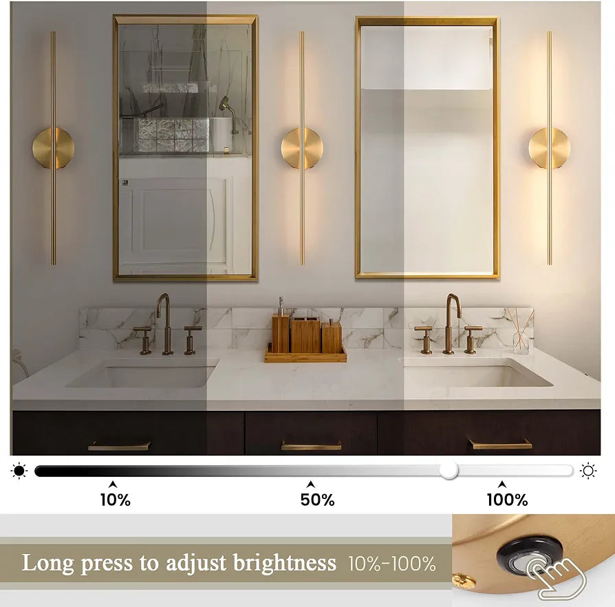 Wall Sconces,Battery Operated Wall Sconces Set of 2 7500mAh Endurance 100 Hours,3000K-6000K Dimmable LED Wireless Wall Light for Bathroom, Mirror, Living Room, Bedroom, Hallway