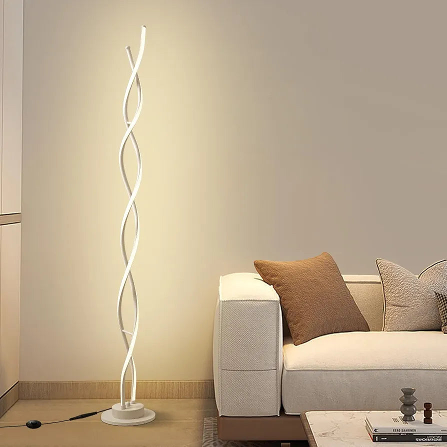 Floor Lamp,LED Floor Lamps for Living Room,3 Color Temperature & 5 Brightness Levels Standing Lamp,55'' White Lamps for Living Room with Remote Control and Foot Switch.