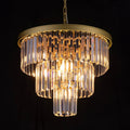 Wellmet 20 inch Gold Crystal Chandelier, 3-Tier Contemporary Modern Bathroom Chandeliers, 7-Light Adjustable Hanging Round Ceiling Light for Bedroom, Entryway, Dining Room, Girls Room, Foyer