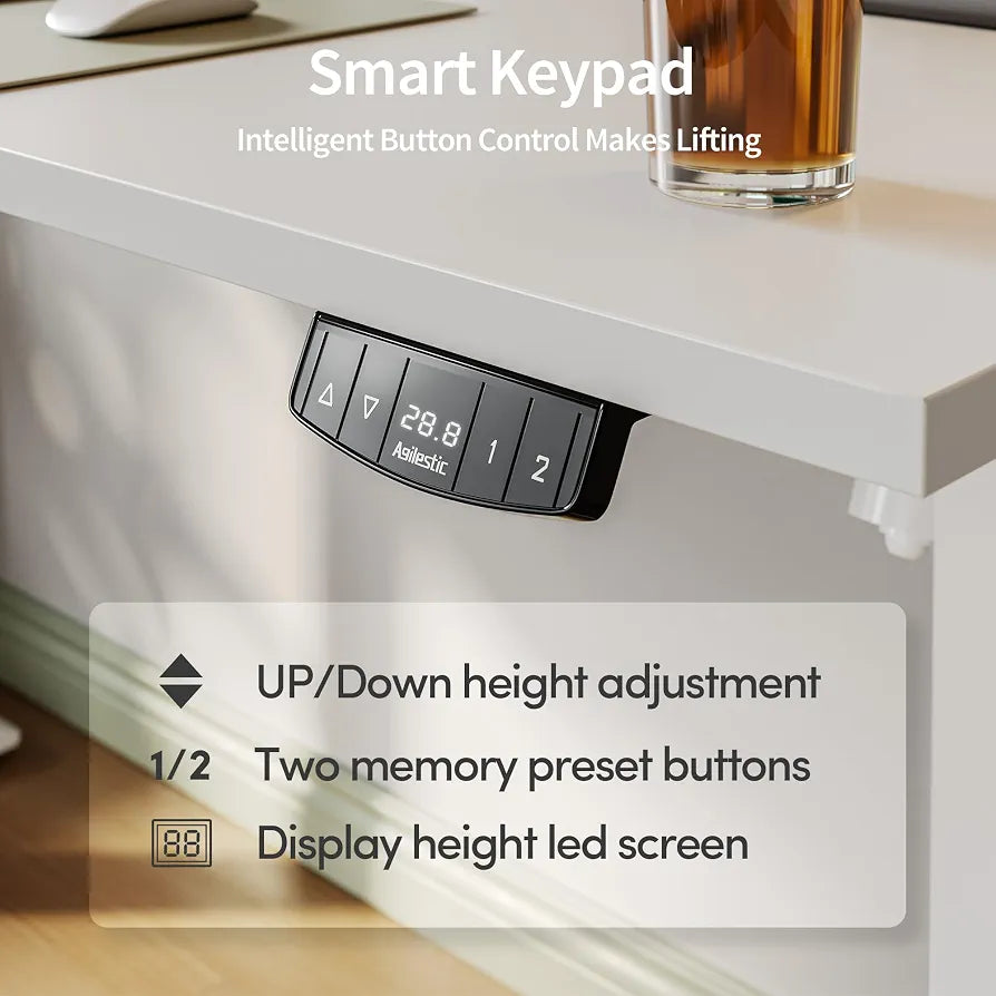 Agilestic 48 * 24 Inch Height Adjustable Electric Standing Desk, White