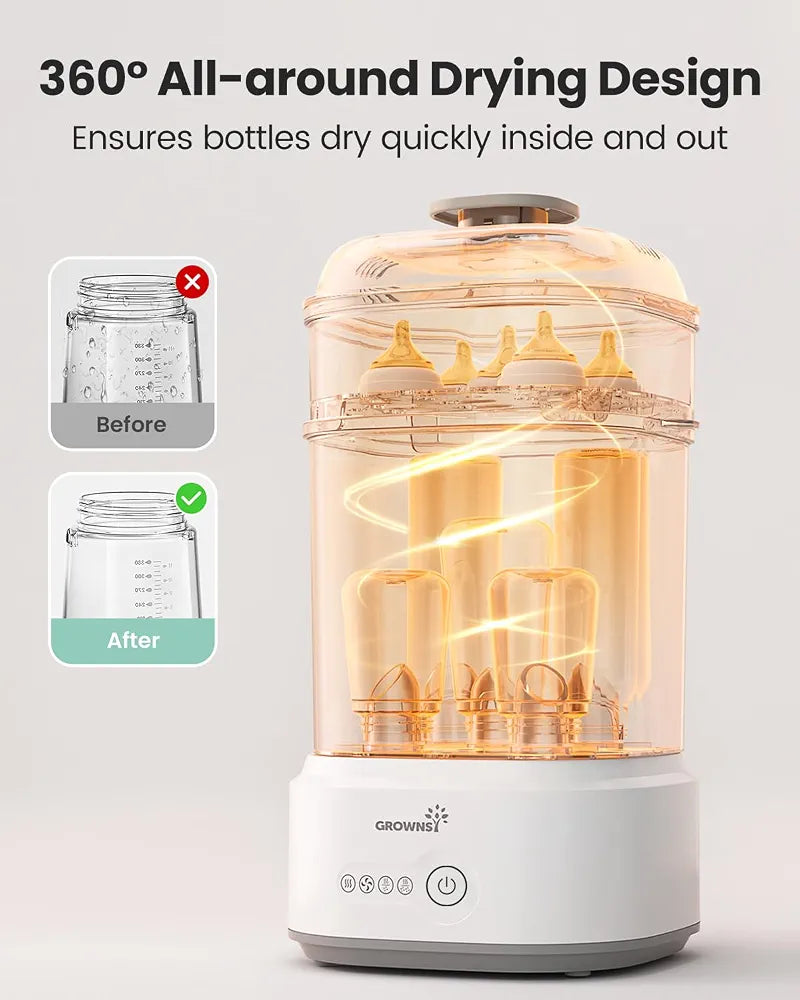 Grownsy Electric Baby Bottle Steriliser and Dryer, 8-Min Sterilisation