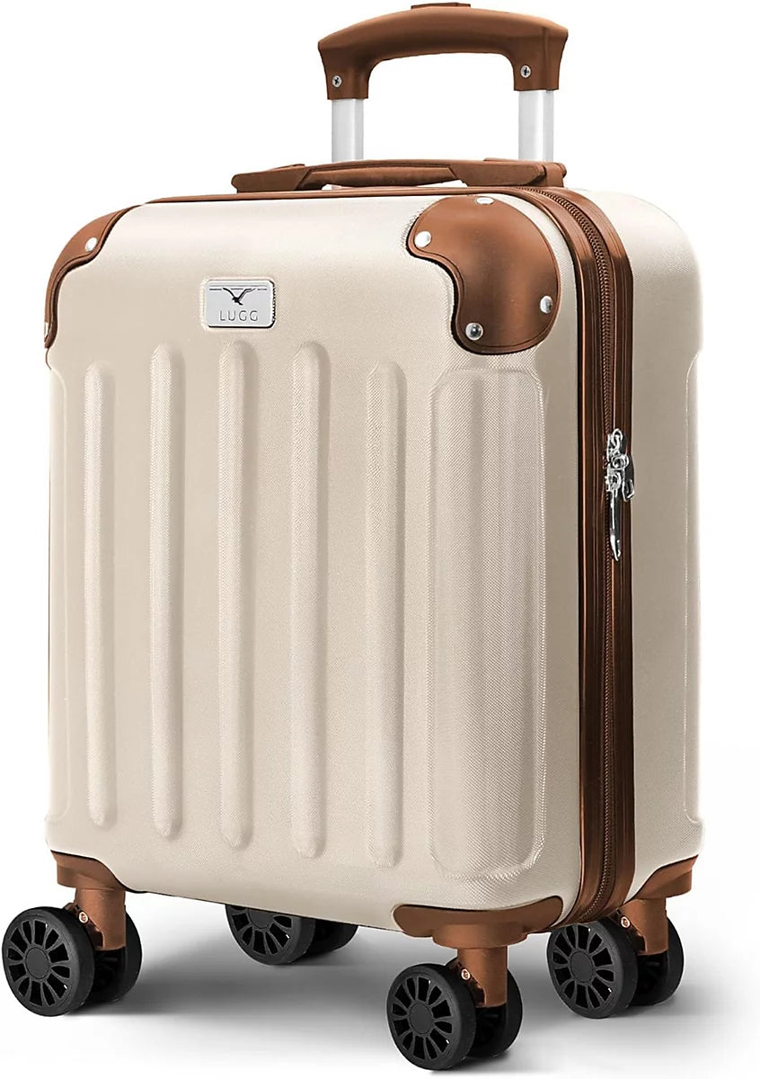 LUGG 15 Inch Skywander Lightweight Underseat Cabin Bag EasyJet Approved 45 x 34 x 20cm, 24L, Cream and Brown