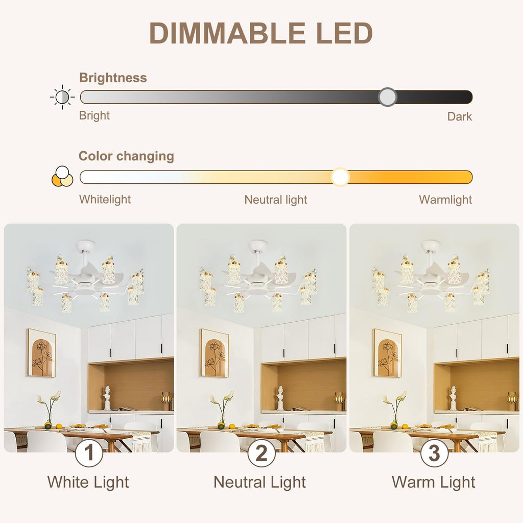 Low Profile Ceiling Fan 6-Light Flush Mount Glass Globe Gold Ring