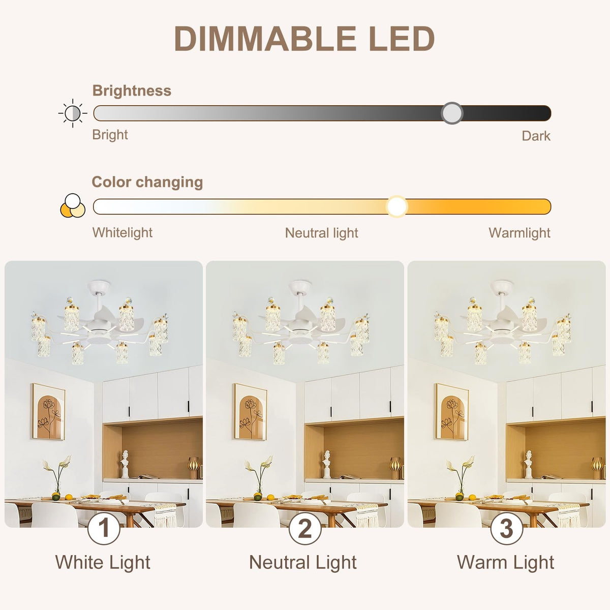 Low Profile Ceiling Fan 6-Light Flush Mount Glass Globe Gold Ring
