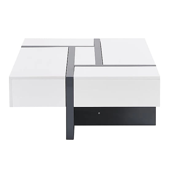 BRAND NEW BOXED STORM COFFEE TABLE IN GREY AND WHITE HIGH GLOSS WITH 4 DRAWERS