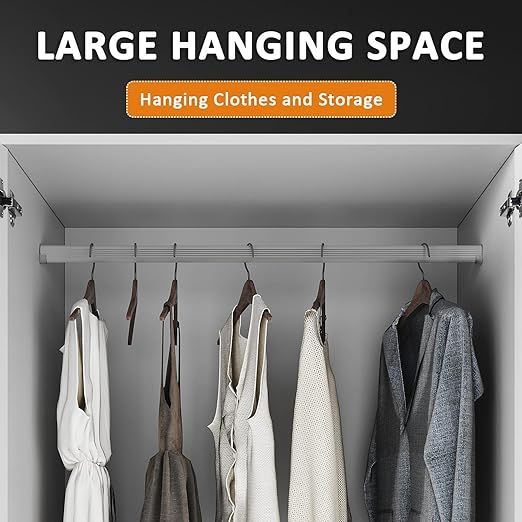 ELEGANT 2 Door Bedroom Wardrobes with Clothes Rail and Large Storage Unit White